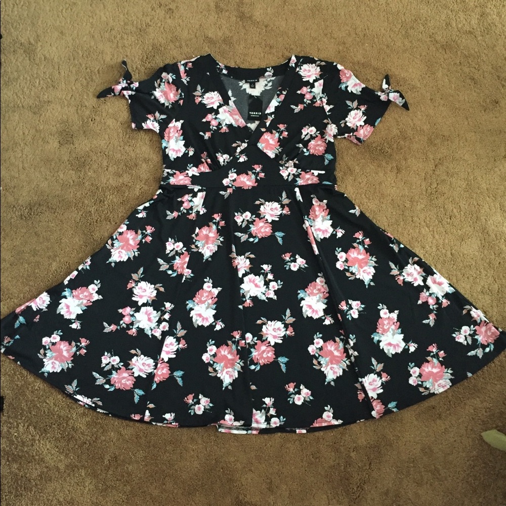 Black Floral Skater Dress